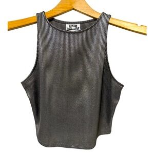 Future Collective Seamless Ribbed Metallic Tank Top NWT